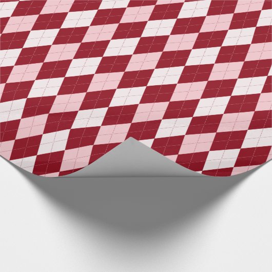 Red Argyle Crimson Roze Small Diamond Shape Cadeaupapier (Hoek)