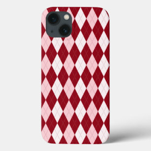 Red Argyle Crimson Roze Small Diamond Shape iPhone 13 Hoesje