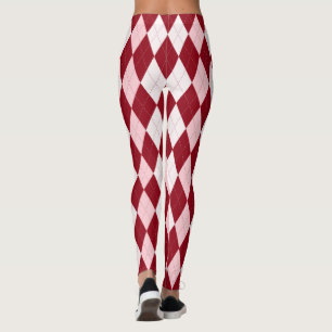 Red Argyle Crimson Roze Small Diamond Shape Leggings