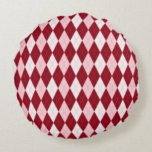 Red Argyle Crimson Roze Small Diamond Shape Rond Kussen