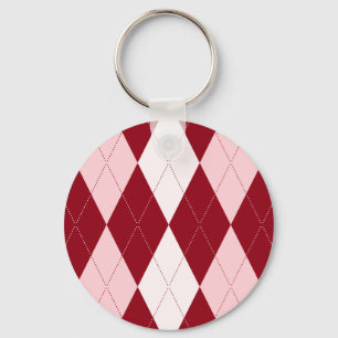 Red Argyle Crimson Roze Small Diamond Shape Sleutelhanger