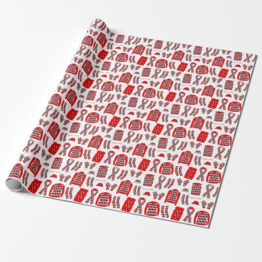 Red Argyle Pattern-objecten die papier verpakken (Uitgerold)