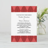 Red Argyle Wedding Invite Kaart (Staand voorkant)