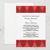 Red Argyle Wedding Invite Kaart (Voorkant / Achterkant)