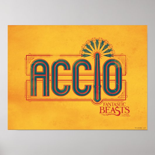 Red Art Deco ACCIO™ Spell Grafisch Poster (Voorkant)