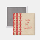 Red Art Deco Border Save the Date Magnet Magneet (Voorkant / Achterkant)