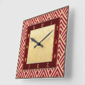 Red Art Deco Style Vierkante Klok (Hoek)