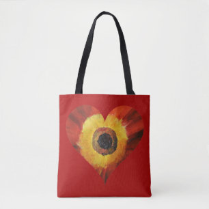 Red Art FlowerCustom All-Over-Print Canvas tas