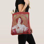  Red Art Nouveau Alphonse Mucha Ruby Lady Draagtas (Dichtbij)