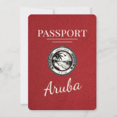 Red Aruba Passport Wedding Invitation Kaart (Achterkant)