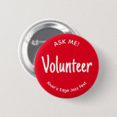 Red Ask Me Volunteer Badge (Devant & derrière)