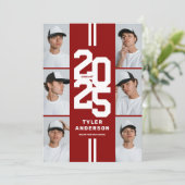 Red Athletic Afstudeerder Fotocollage Afstudeerfee Kaart (Staand voorkant)