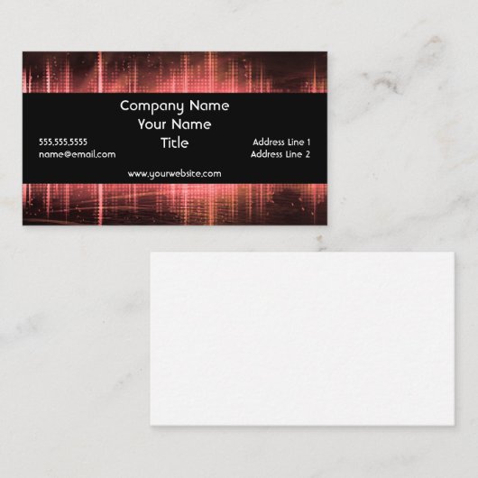 Red Audio Waveforms Sound DJ Audio Visual Visitekaartje (Voorkant / Achterkant)