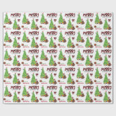 Red Aussie Dog, vogel en kerstboom Cadeaupapier (Vlak)