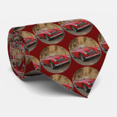 Red Austin Healey 3000 Necktie / Maroon achtergron Stropdas (Opgerold)