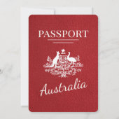 Red Australia Passport Wedding Kaart (Achterkant)