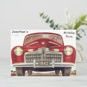 Red  Auto Birthday Party Kaart (Staand voorkant)