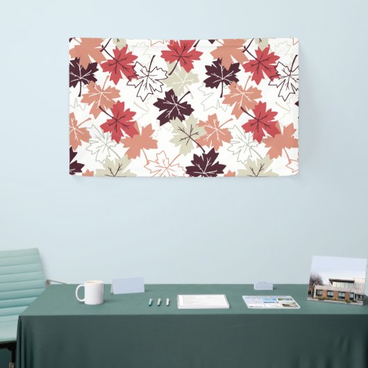Red Autumn Leaves Pattern White Spandoek (Beurs)