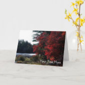 Red Autumn Leaves Pond Nature Carte photo (Fleur jaune)