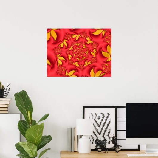 Red Autumn Leaves Poster (Thuiskantoor)