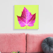 Red Autumn Maple Leaf on Green Floral Canvas Afdruk (Insitu (Woonkamer))