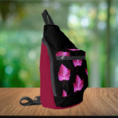 Red Autumn Maple Leaf Pattern on Black Background Sling Bag