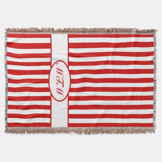 Red Autumnal Stripes met monogram Deken (Voorkant)