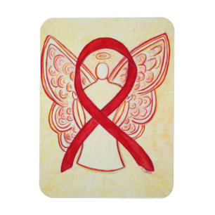 Red Awareness Ribbon Angel Art Magnet Magneet