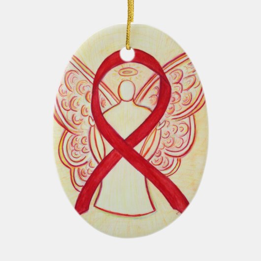 Red Awareness Ribbon Angel Ornament (Voorkant)