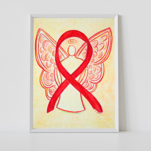 Red Awareness Ribbon Angel Poster Art Imprimer