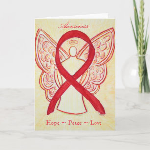 Red Awareness Ribbon Angel Wenskaart Feestdagen Kaart