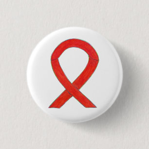 Red Awareness Ribbon Art Custom Pendant Buttonnen Ronde Button 3,2 Cm
