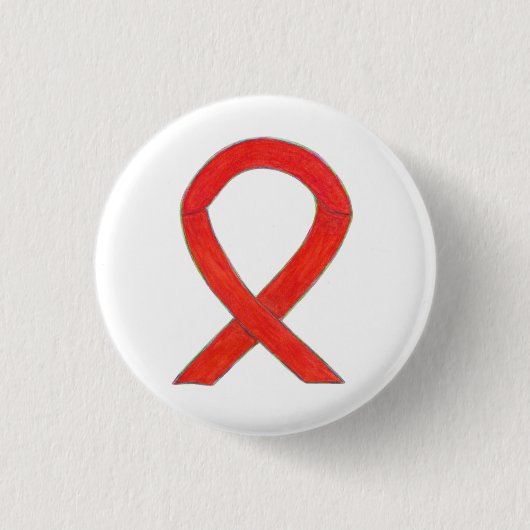 Red Awareness Ribbon Art Custom Pendant Buttonnen Ronde Button 3,2 Cm (Voorkant)