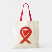 Red Awareness Ribbon Custom Art Canvas tas (Achterkant)