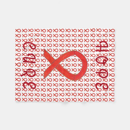 Red Awareness Ribbon Custom Chemo Fleece Blanket (Voorkant (Horizontaal))