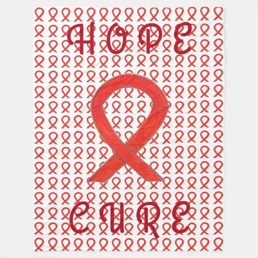 Red Awareness Ribbon Custom Chemo Fleece Blankets (Voorkant)