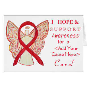 Red Awareness Ribbon Custom Want Angel-kaarten
