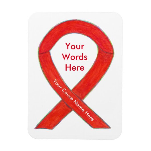 Red Awareness Ribbon Custom Want Gift Magnet Magneet (Verticaal)