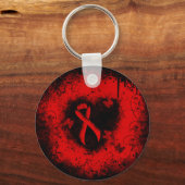 Red Awareness Ribbon Grunge Heart Sleutelhanger (Voorkant)