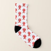 Red Awareness Ribbon Heart Custom Art Socks Sokken (Rechts - buiten)