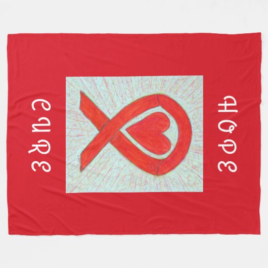 Red Awareness Ribbon Heart Custom Fleece Blankets (Voorkant (Horizontaal))