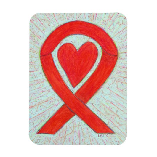 Red Awareness Ribbon Heart Custom Magnet Gift Magneet (Verticaal)