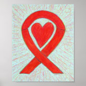 Red Awareness Ribbon Heart Poster Art Print (Devant)