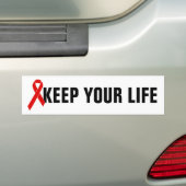 Red Awareness Ribbon + your message Bumpersticker (Op auto)
