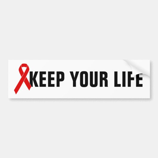 Red Awareness Ribbon + your message Bumpersticker (Voorkant)