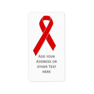 Red Awareness Ribbon + your message Etiket