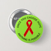 Red Awareness Ribbon + your message Ronde Button 5,7 Cm (Voorkant /achterkant)