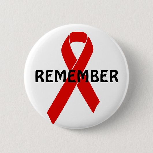 Red Awareness Ribbon + your message Ronde Button 5,7 Cm (Voorkant)