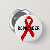 Red Awareness Ribbon + your message Ronde Button 5,7 Cm (Voorkant /achterkant)