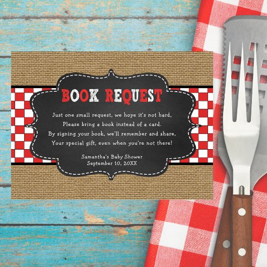 Red Baby Q, BBQ carte de demande de Baby shower